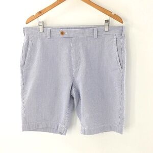 Brooks Brothers Mens Bermuda Shorts Flat Front Genuine Seersucker Blue Sz 36
